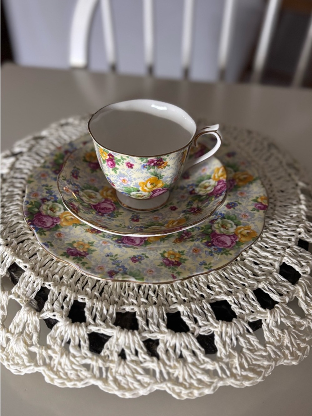 Royal Albert Rosetime, 3 Piece Teacup Trio Chintz Floral Bone China